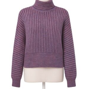 Vtg Babette Ballinger Purple Ribbed Knit Turtleneck Sweater Dolman XL Apre Ski